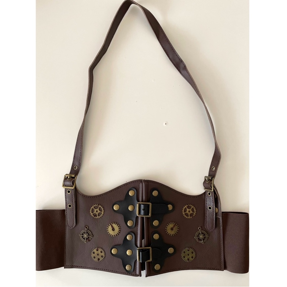 Steampunk Brown Corset Waist Cincher - Picture 4 of 8